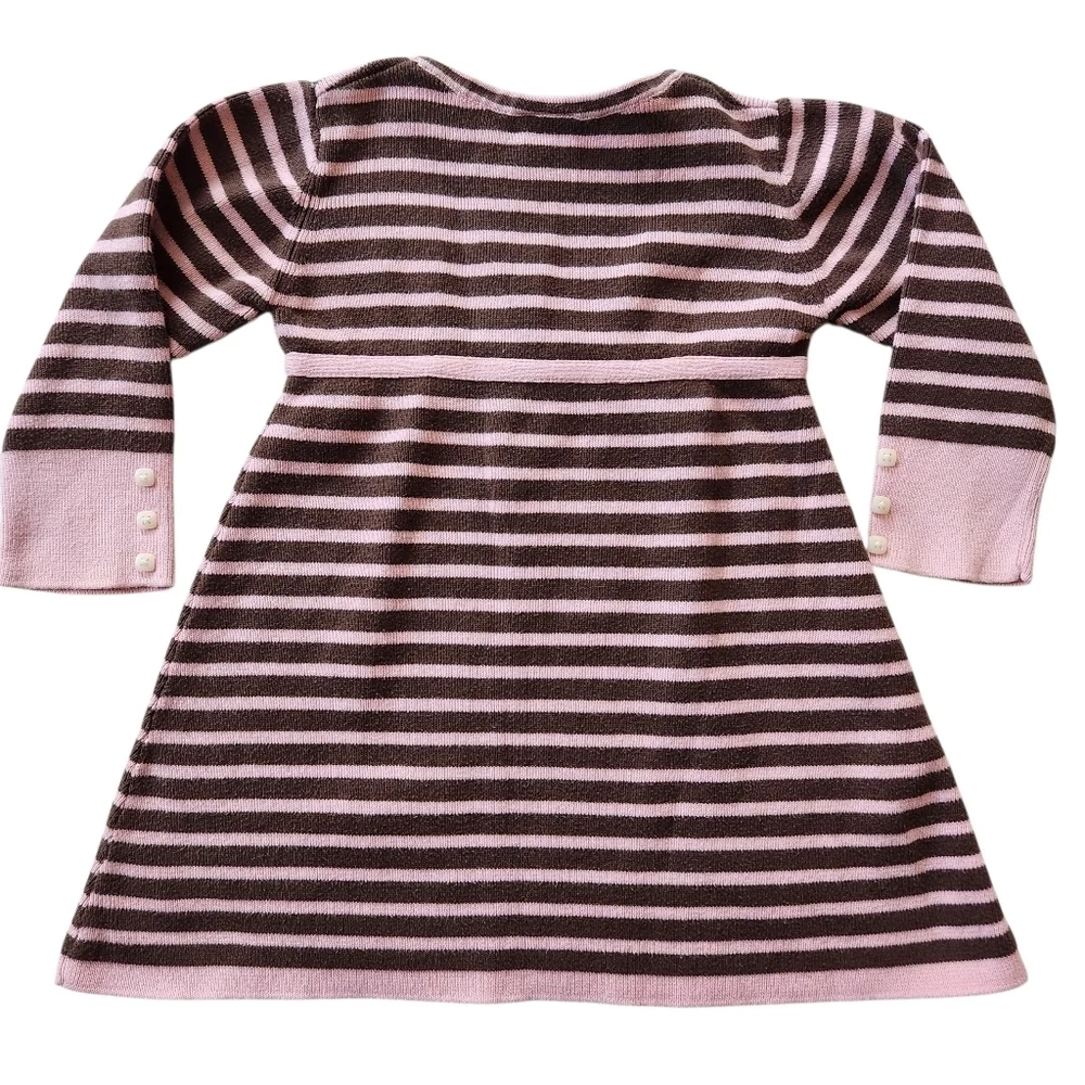 Vintage Y2k Gymboree Giraffe Club Pink Brown Striped Sweater Babydoll Dress  2T